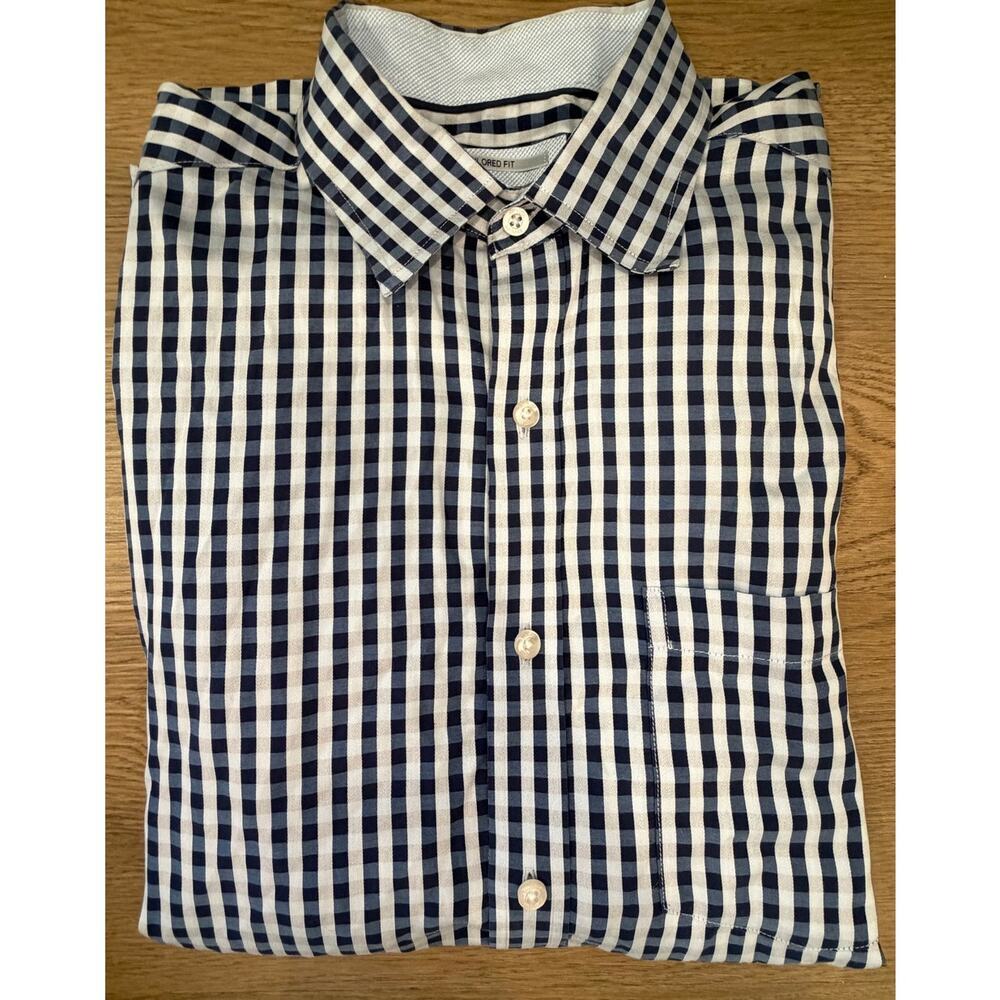 Johnston & Murphy Tailored Fit Blue and White Mens Medium 100% Cotton